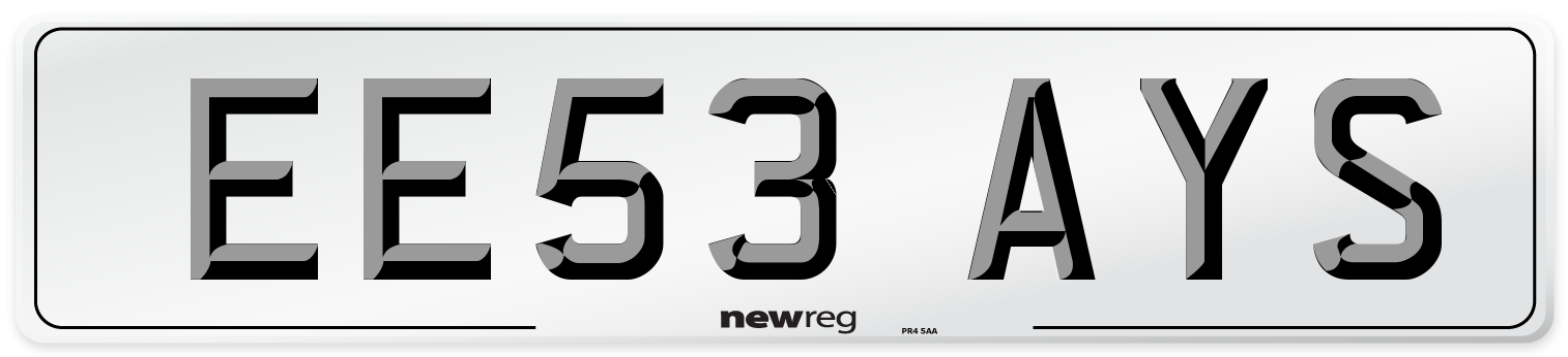 EE53 AYS Number Plate from New Reg